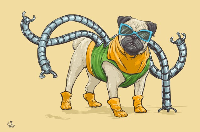 dogs are marvel superheroes and villains in awesome illustration serie