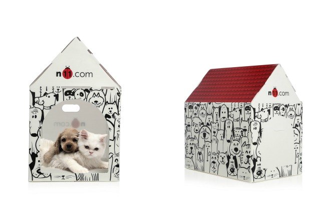recycled boxes turned into shelters for homeless pets