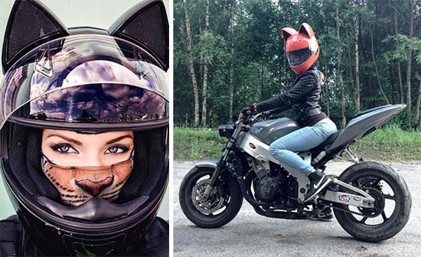 ears motorcycle helmet Jockey & Wrap Around Ear Covers Riding Kitty Motorcycle Helmet Decoration Folding Ear