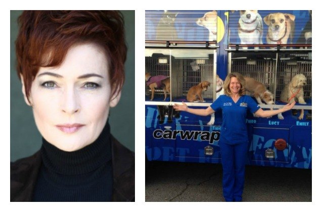 actor carolyn hennesy hitches a ride in the lucy pet foundation mobile