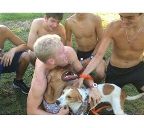 high school track team runs with the big and little shelter dogs