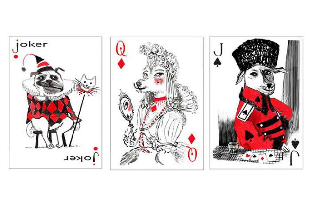art has gone to the dogs and cats in these awesome playing cards