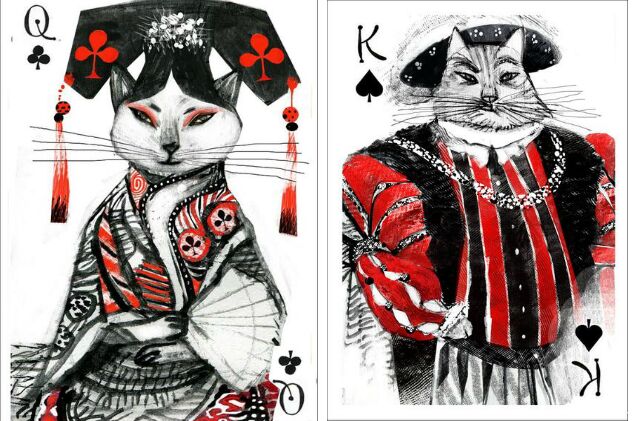 art has gone to the dogs and cats in these awesome playing cards