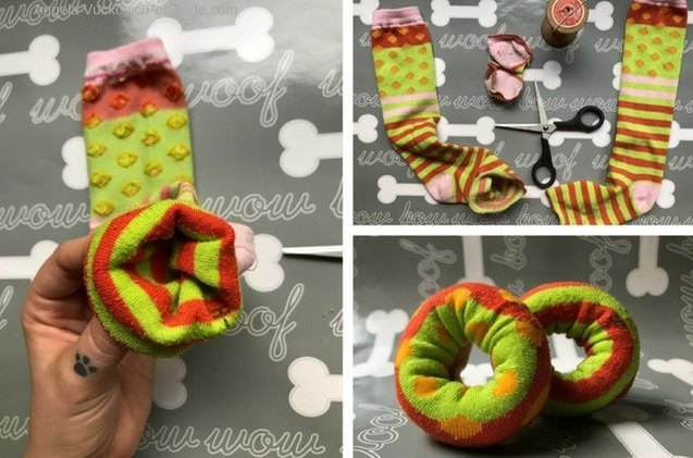diy doughnut sock toy for dogs