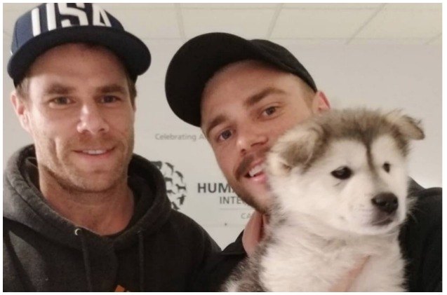 gus kenworthy reunited with gold medal south korean rescue dog