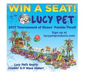 win a seat on the lucy pet products rose bowl parade float