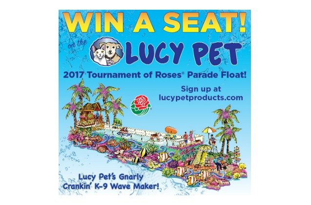 win a seat on the lucy pet products rose bowl parade float