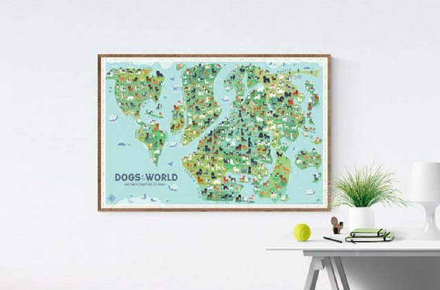 its a dogs world artist paints 345 dog breeds onto a map