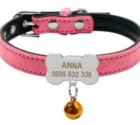 Adven Dog Collar Multicolored Compact Size Cat Collars Large Puppy Nameplate Light-Weight Cute Design Exquisite Anti-lost ID Tag Pink