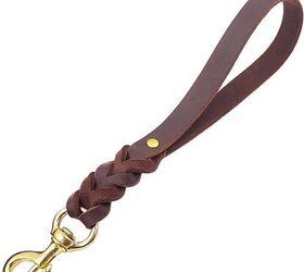 PROPLUMS Leather Dog Leash 8 ft Length 0.19in Thickness 3/4in Width Pre-softened with Bonus of Multi-Using Chain and Copper Hook Training Heavy Duty Braided Leash Gift for Large Medium Puppy Dog 