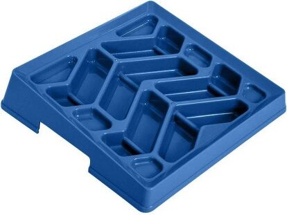 blue plastic dog slow feeder bowl