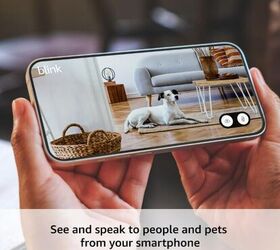 tips for leaving your dog home alone for the day, Blink Mini 2 Newest Model Home Security Pet Camera image via Amazon