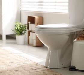 5 bathroom items to always keep away from your pets, Bathroom trash can by toilet image via Canva