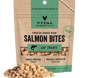 5 brilliant stocking stuffers for your feline friend, Vital Essentials Salmon Bites Cat Treats image via Amazon