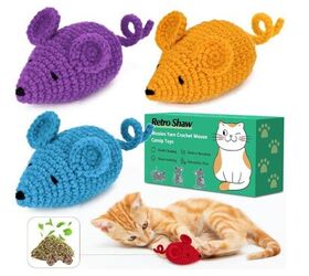 5 brilliant stocking stuffers for your feline friend, Retro Shaw Catnip Toys Crochet Mice image via Amazon