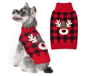 3 adorable christmas sweaters for small dogs, KYEESE Dog Christmas Sweater with Reindeer Pattern image via Canva