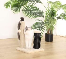 stop pet scratches 7 clever ways to protect your doors, Amazon Basics Cat Scratching Post with Self Groomer for Indoor Cats image via Amazon